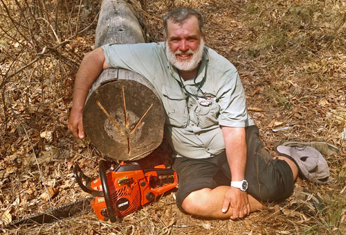 Dan with Sawn Tree