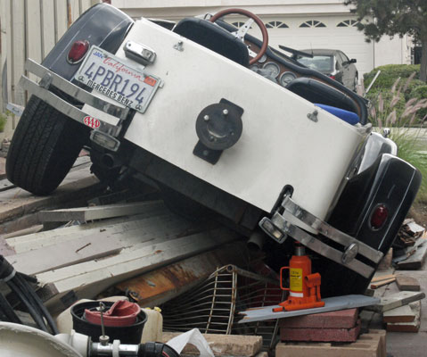 Jacking the Car off Jim's Crushed Stuff