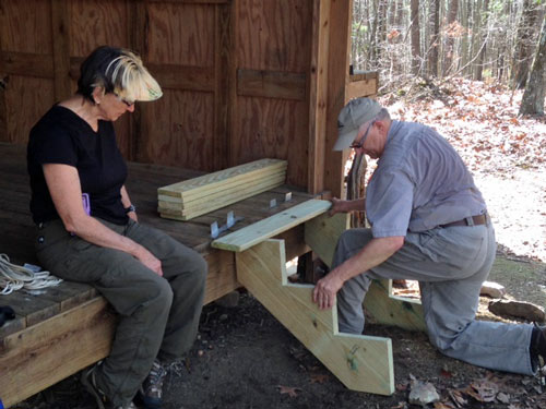 Kenny and Tom fix the Oakey Mountain shelter steps