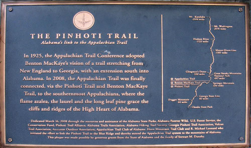 Cheaha Pinhoti Trail Plaque