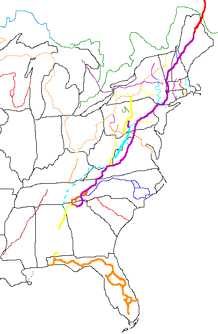 Map of Eastern US Long Trails
