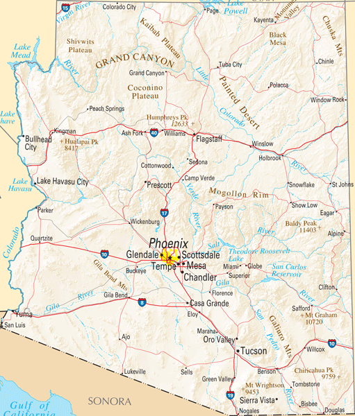 Cities and Highways of Arizona