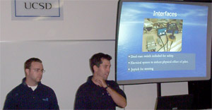 Students giving design presentations.