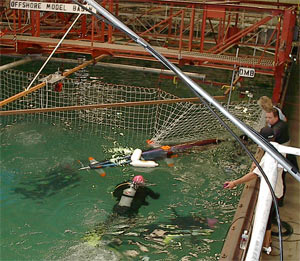 A Human Powered Submarine tangled in a net.